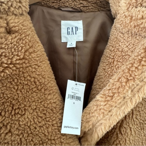 Gap Womens Fleece Oversized Teddy Coat Longline Winter Warm Button Up - Picture 4 of 5